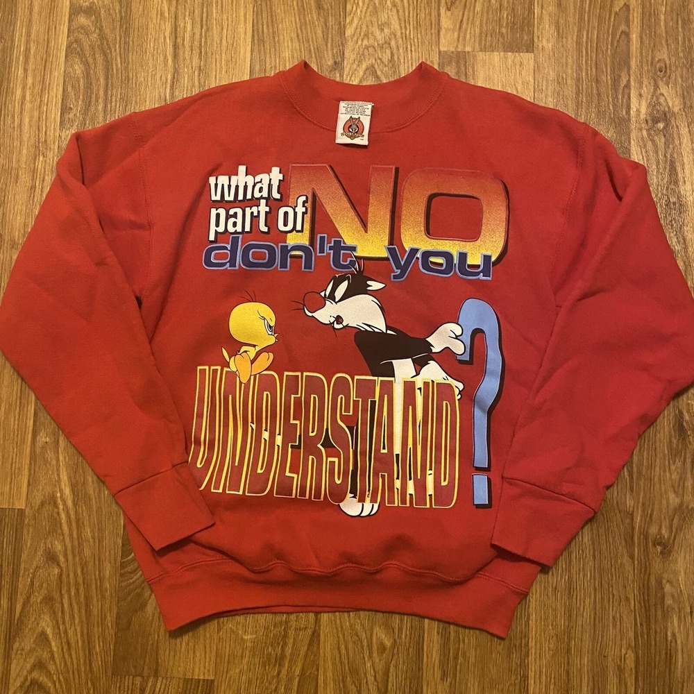 Vintage 90s‎ Looney Tunes Sweatshirt Adult Medium Tweety Bird & Sylvester Rare